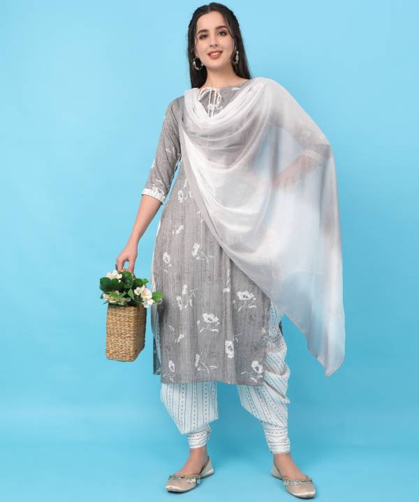 Nyka 2 Stylish Designer Fancy Wear Kurti Dhoti With Dupatta Readymade Collection